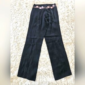 VINTAGE & RARE Blumarine Embroidered Dress Pants Black Women 4 Straight Leg EUC